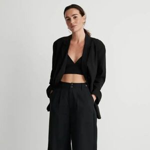 MADEWELL The Relaxed Blazer NWT in Soft Drape True‎ Black Oversized Drape…